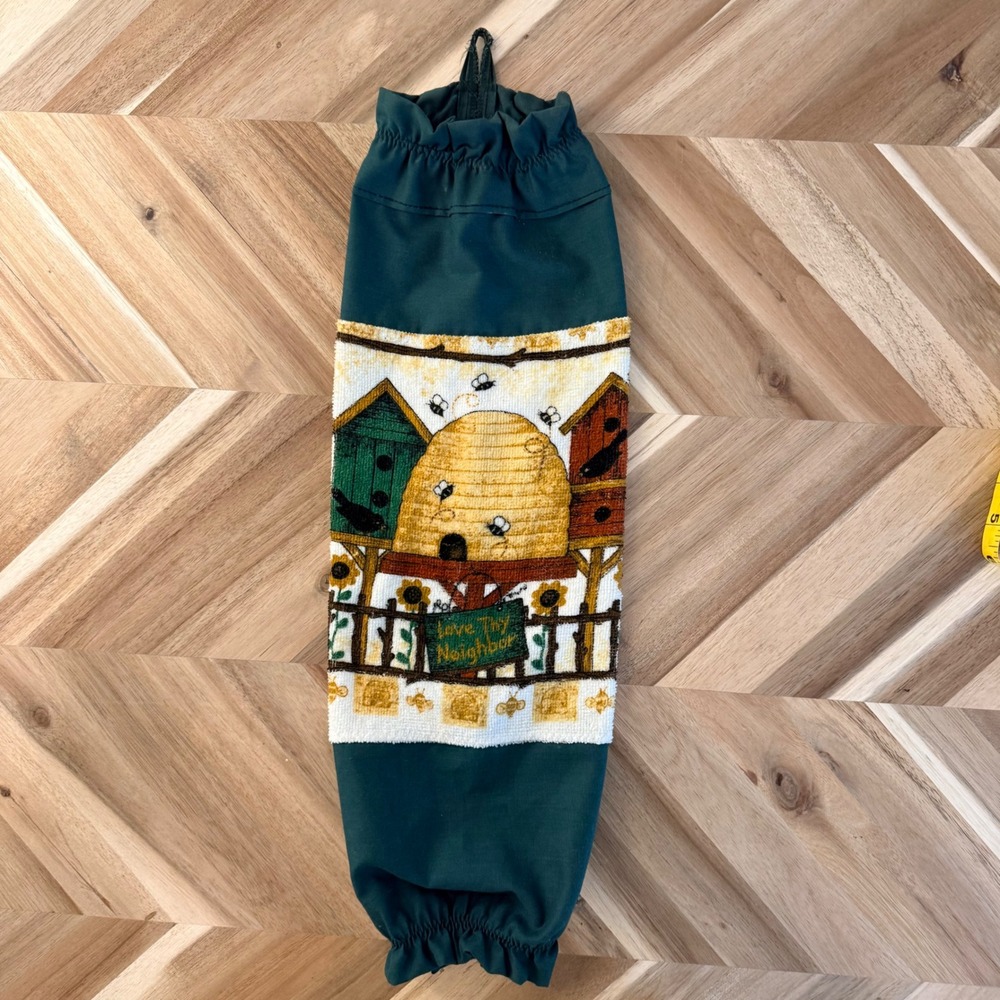 Beehive Kitchen Grocery Bag Holder Organizer Storage Green Farmhouse Cottagecore